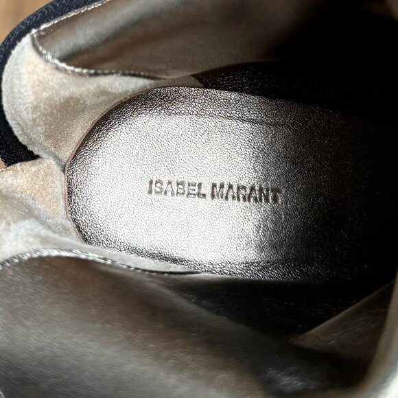 Isabel Marant Garrett Metallic Gold Heeled Accent Booties - Picture 10 of 11